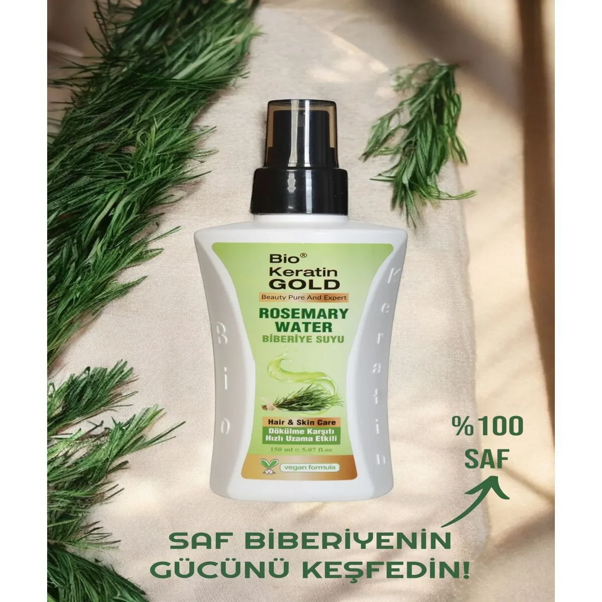Bio Keratin Gold |Biberiye Suyu, hızlı saç uzatma etkili ve dökülme karşıtı