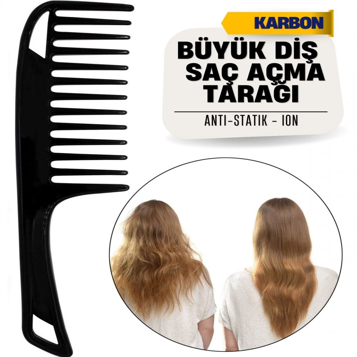 Bukleli Saç Fön Wax Sonrası Tarak Karbon 