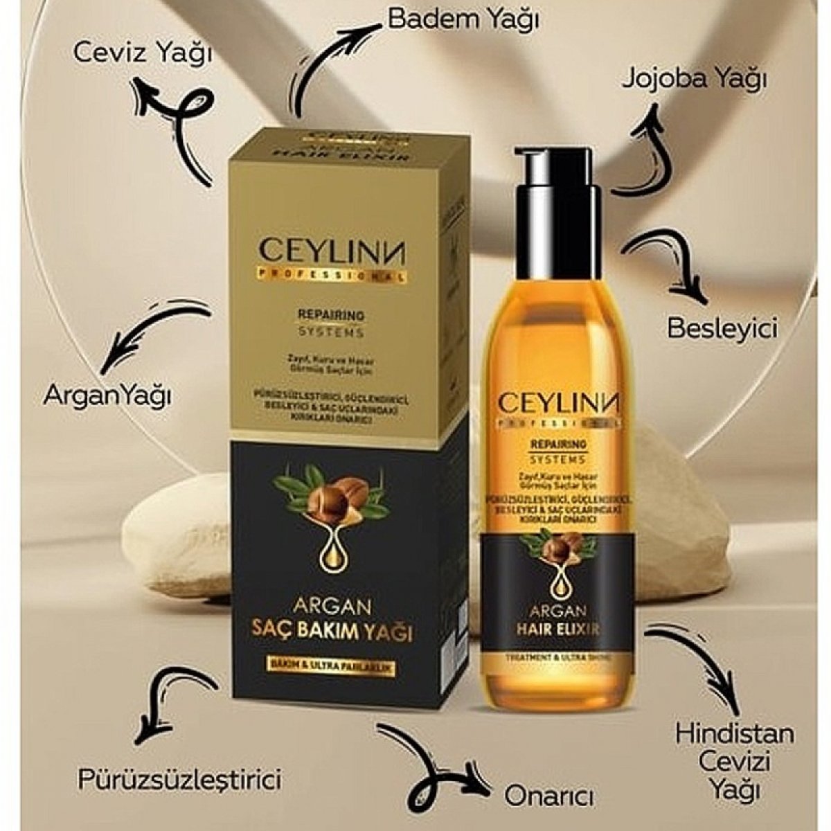 CEYLINN ARGAN SAÇ BAKIM YAĞI 125ML. BAKIM & UTRA PARLAKLIK