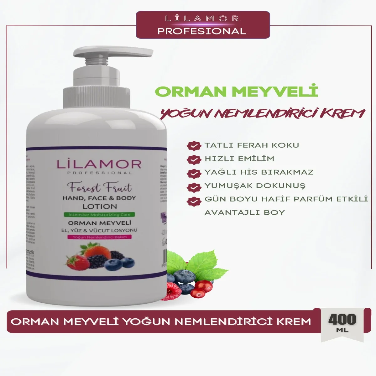 Lilamor El Yüz Ve Vücut Losyonu Orman Meyveli 400 ml 
