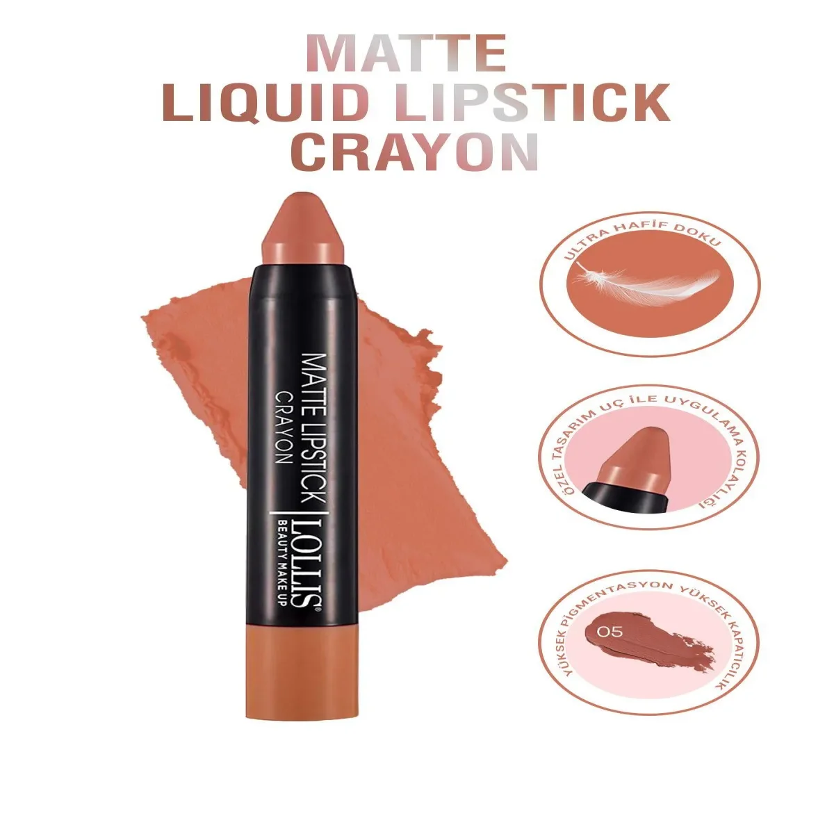 Lollis Waterproof Lipliner 207 Dramatic Red / Suya Dayanıklı Dudak Kalemi 