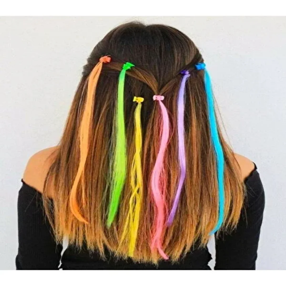 Nano Absolute   Mandal Tokalı Rainbow Renkli Saç Tüyü Takma Postiş Adet