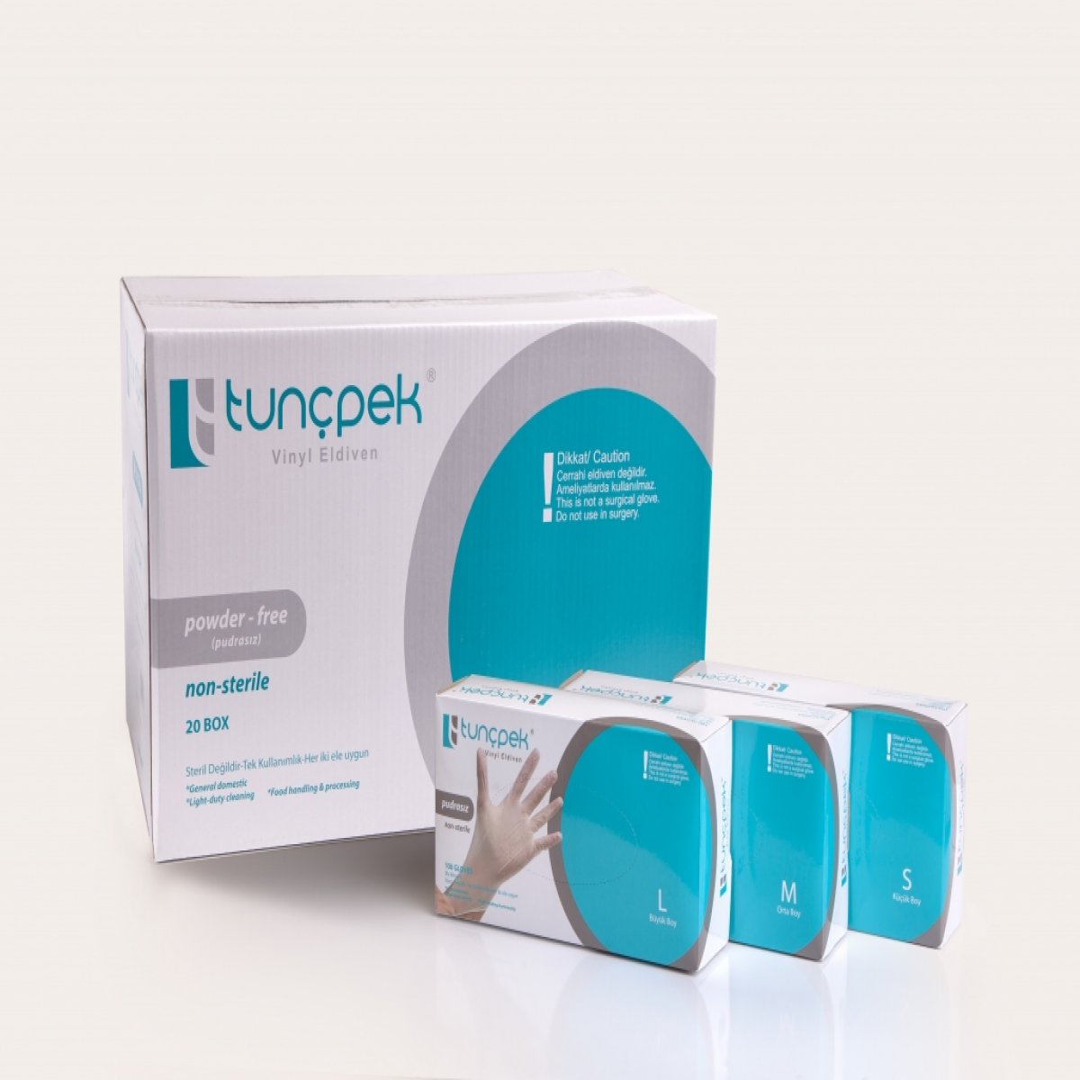 Tunçpek Vinil Muayene Eldiveni 100'lü  M-S-L   (Ağda Eldiveni)